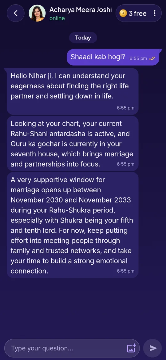 AstroAgni chat screen