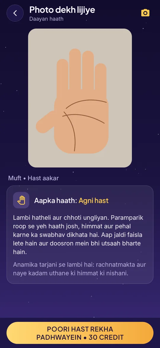 Palm reading hand shape